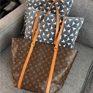 Louis Vuitton Brown Monogram Tote with Tan Straps